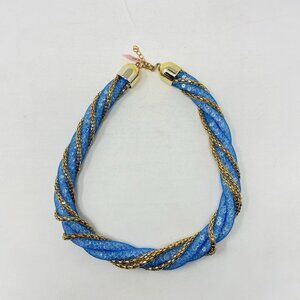 Shop LC Blue Mesh Twisted Goldtone Statement Necklace 20-22in Long 5175